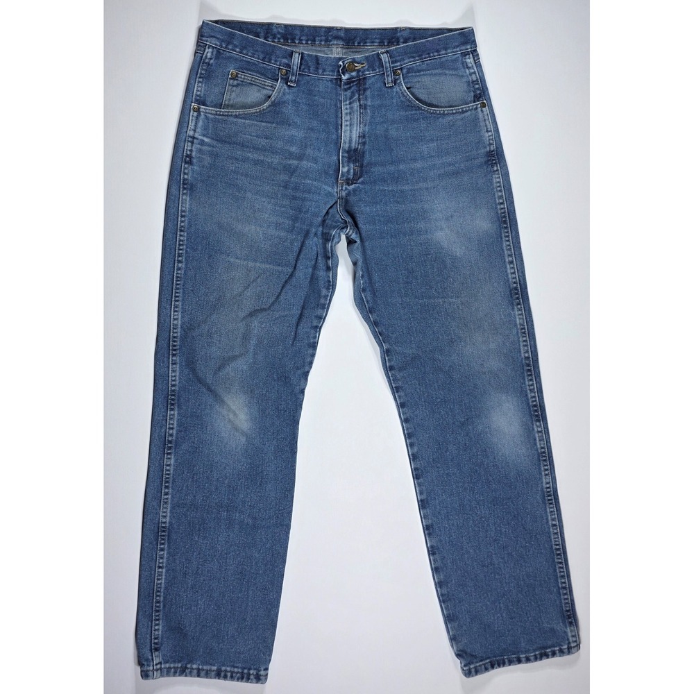 Wrangler Rugged Wear Men's 36x32 Blue Straight Leg Denim Jeans